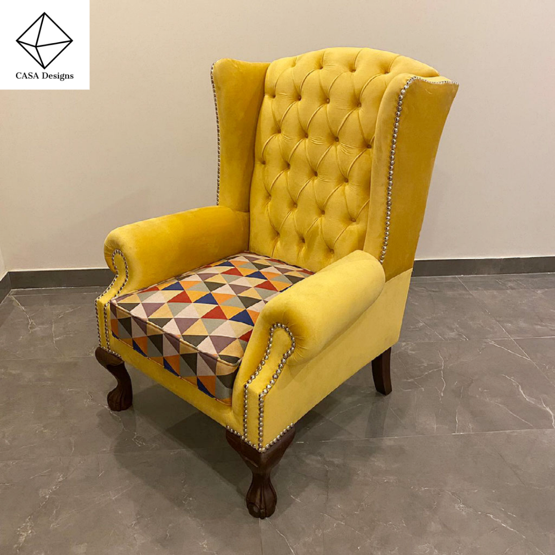 Grandfather chair (two fabrics)