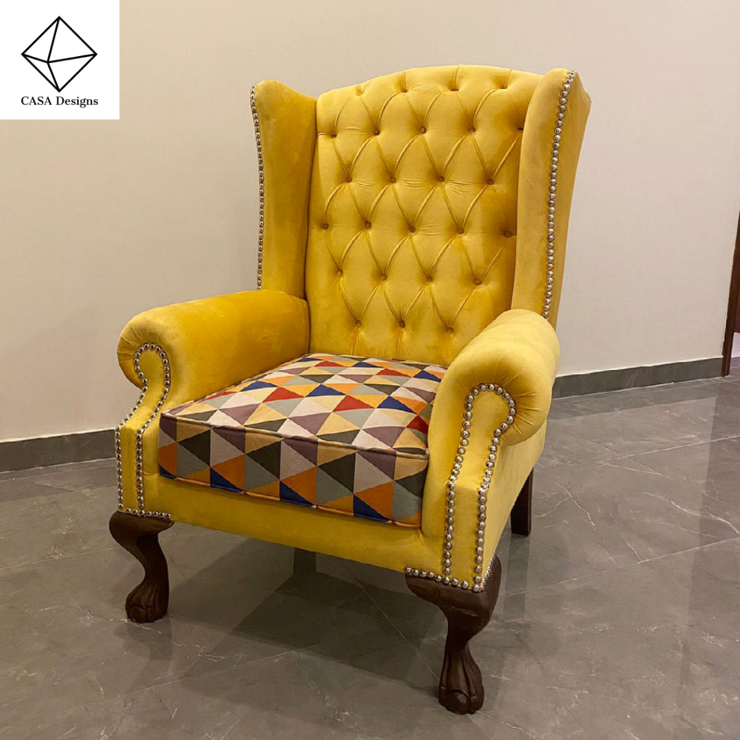 Grandfather chair two fabrics CASA Designs