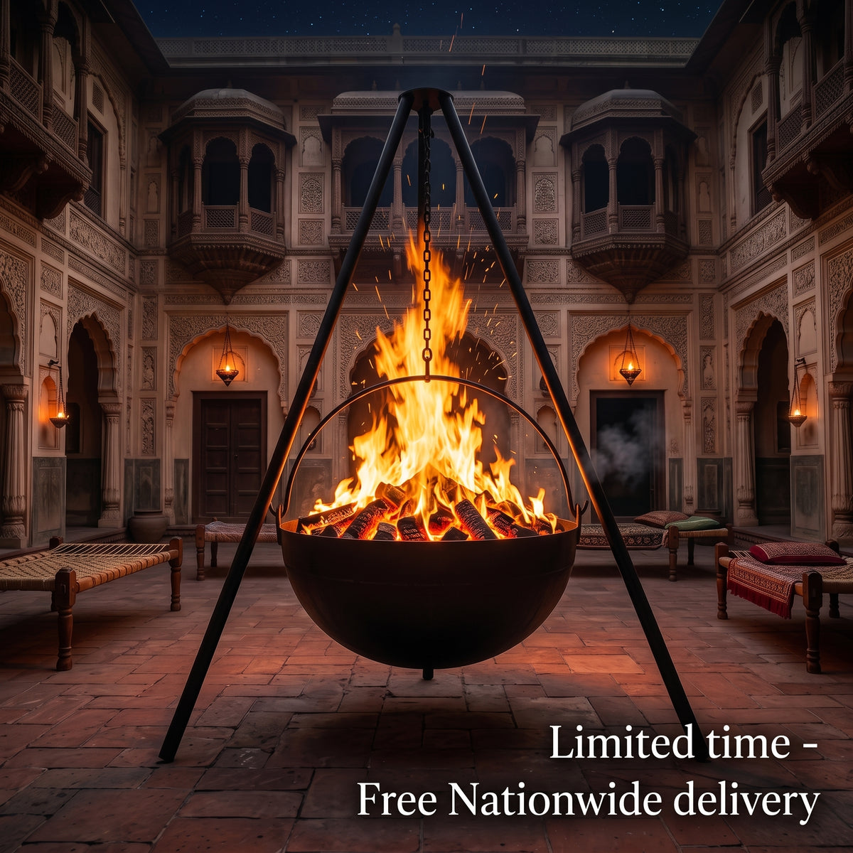 Jumbo Outdoor Fire Pit – 6.5 ft Tall, 36" Bowl
