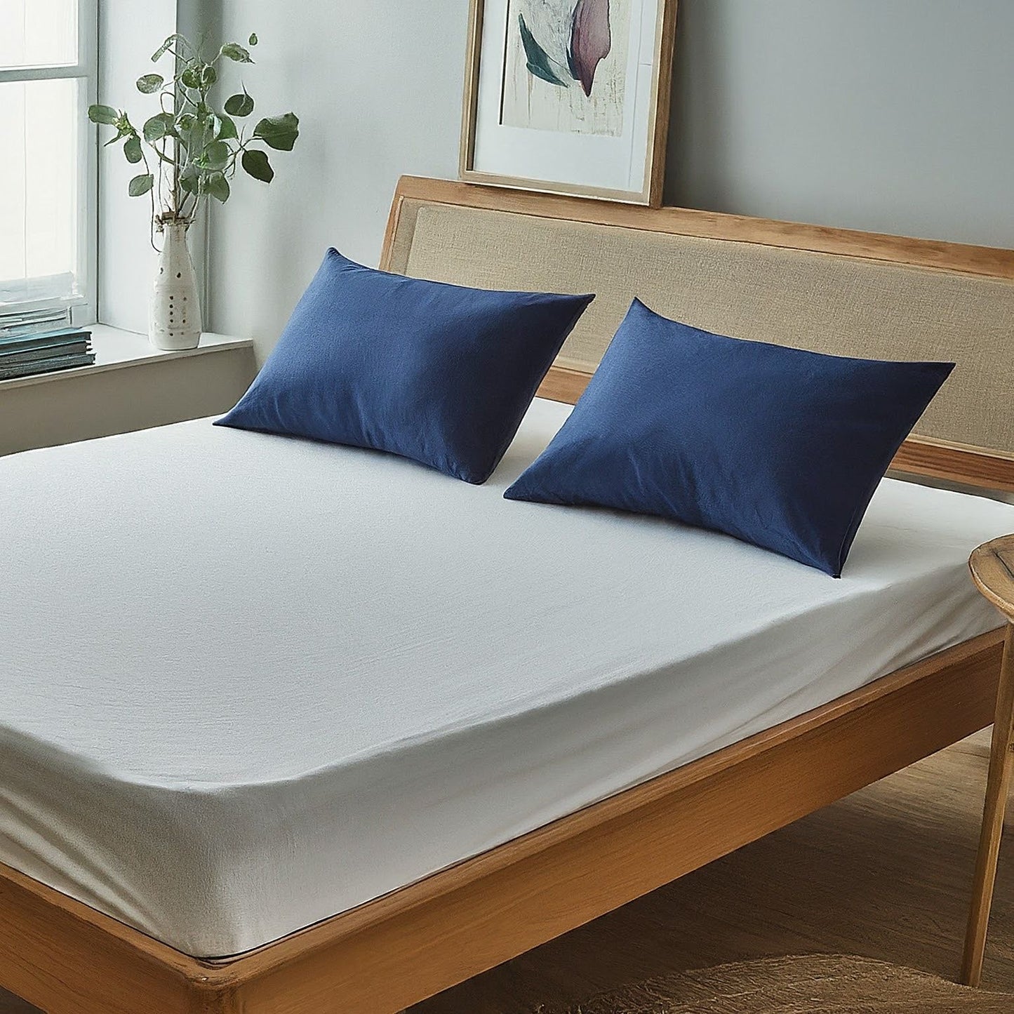 Official navy bedsheet set (one fitted bedsheet with two pillowcases)