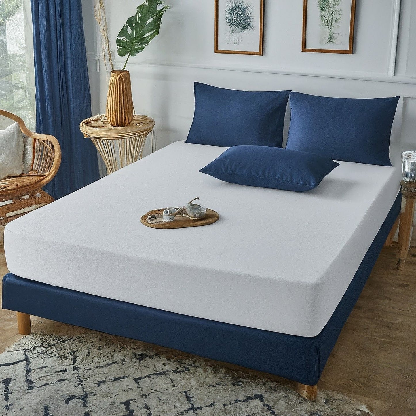 Official navy bedsheet set (one fitted bedsheet with two pillowcases)