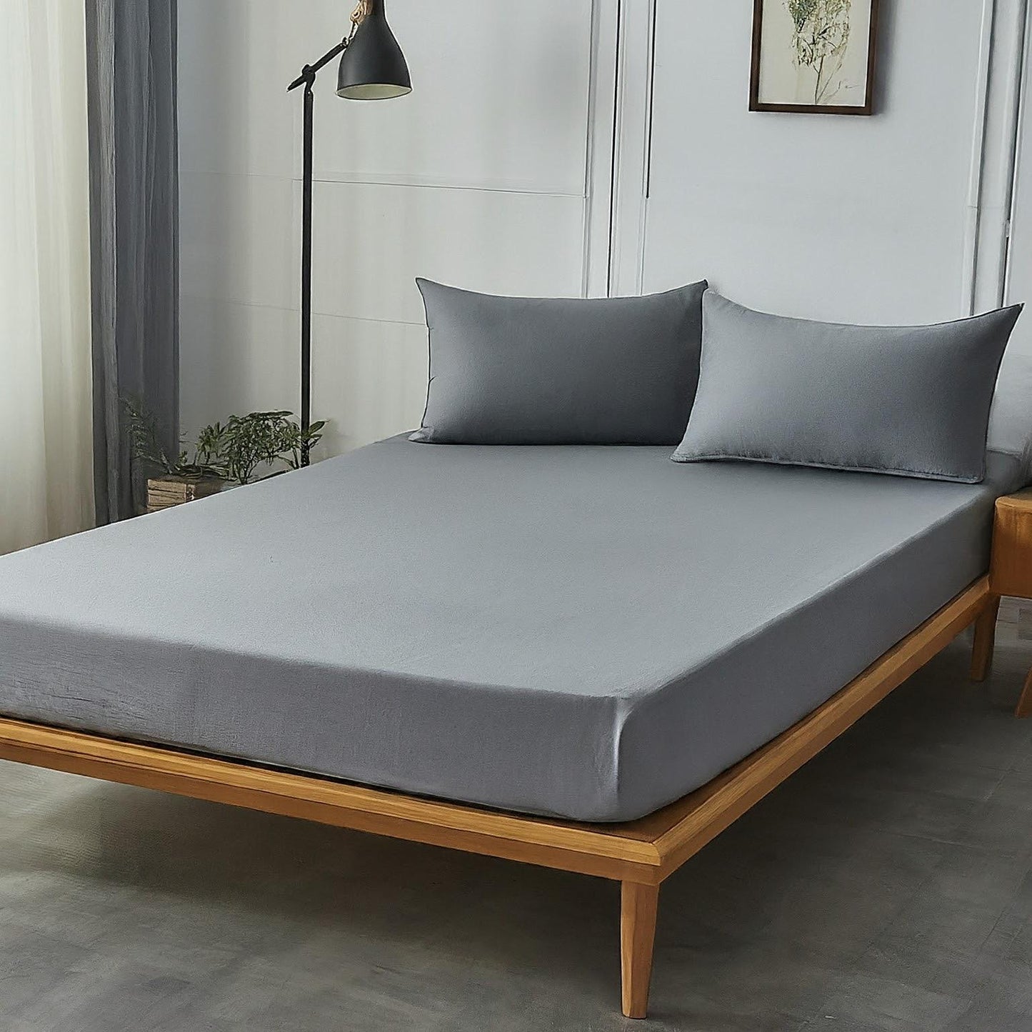 Cotton bed sheet set (available in 3 colours)