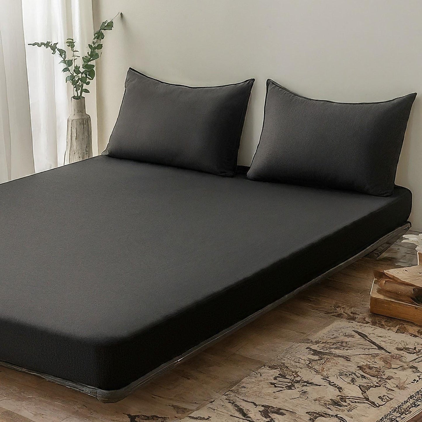 Cotton bed sheet set (available in 3 colours)